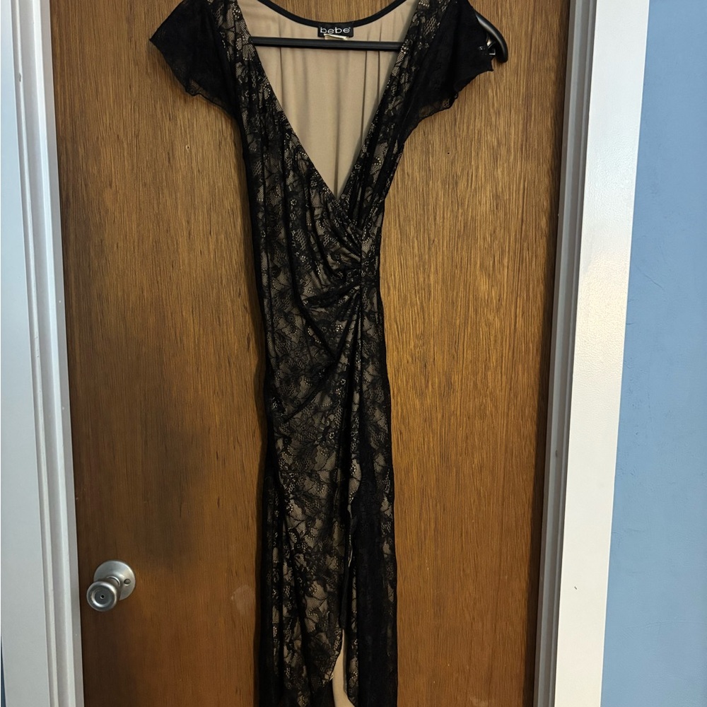 bebe Black Lace Midi Dress